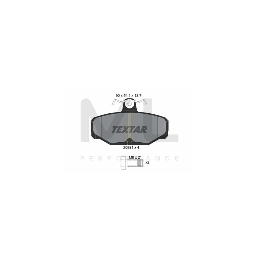 TEXTAR 2098101 Brake pad set not prepared for wear indicator, with brake caliper screws | ML Performance Car Parts