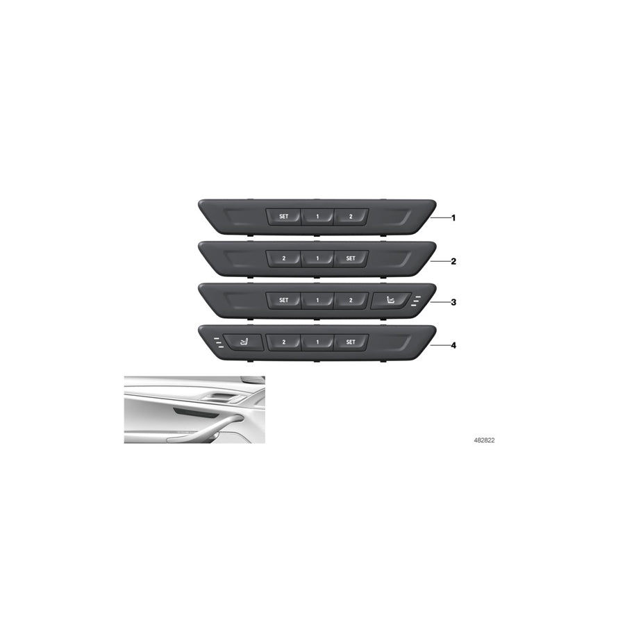 Genuine BMW 61316826752 G31 F90 G30 Operating Facility Seat Functions Left SCHWARZ (Inc. 520i, 630d & 525d) | ML Performance UK