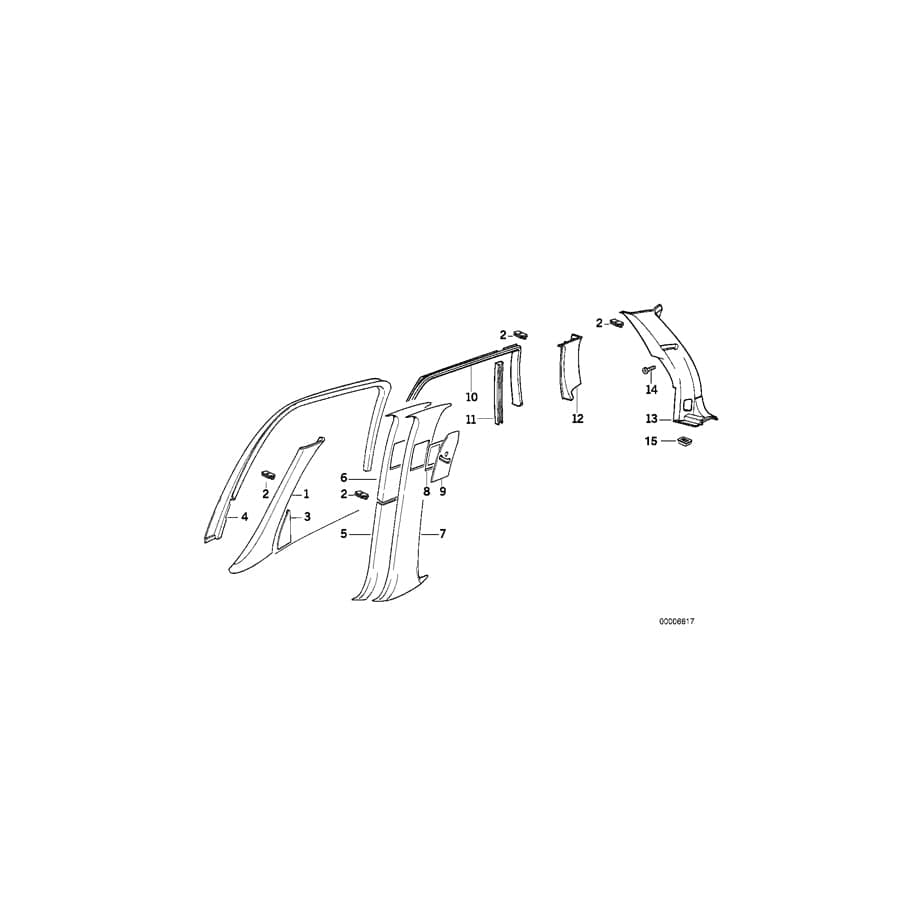 Genuine BMW 51438120857 E34 Trim Panel Column, Rear Left SILBERGRAU (Inc. M5, 530i & 518i) | ML Performance UK Car Parts