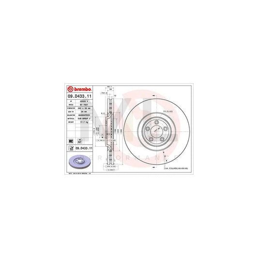 BREMBO 09.D433.11 Brake Disc Internally Vented, Coated, High-carbon | ML Performance Car Parts
