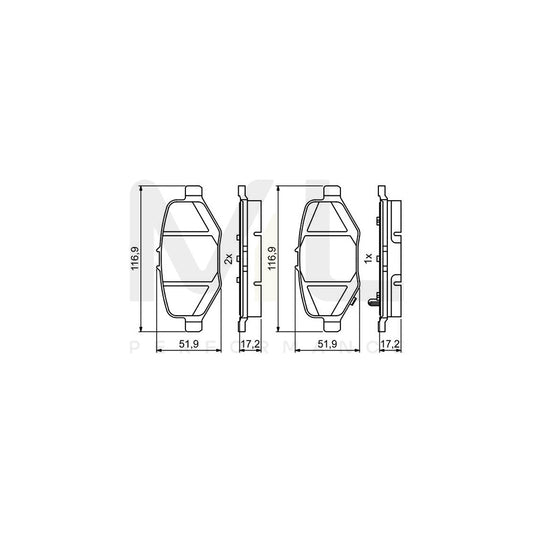 Bosch 0986495397 Brake Pad Set For Ford Usa Explorer Mk5 (U502) With Acoustic Wear Warning, With Anti-Squeak Plate BP1770 | ML Performance Car Parts