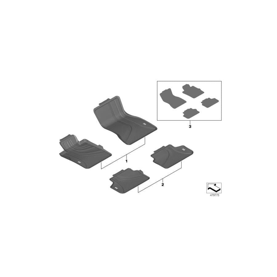 Genuine BMW 51472473486 G30 G31 F90 Floor Mats, All-Weather, Front LHD 48V (Inc. 520i 1.6, 540dX & M550dX) | ML Performance UK Car Parts