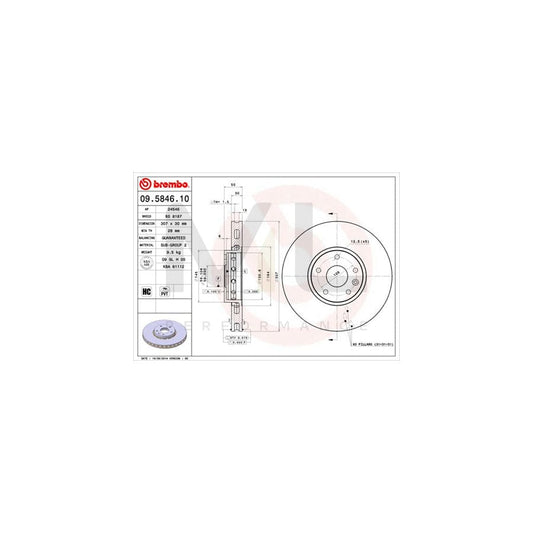 BREMBO 09.5846.10 Brake Disc Internally Vented, High-carbon | ML Performance Car Parts