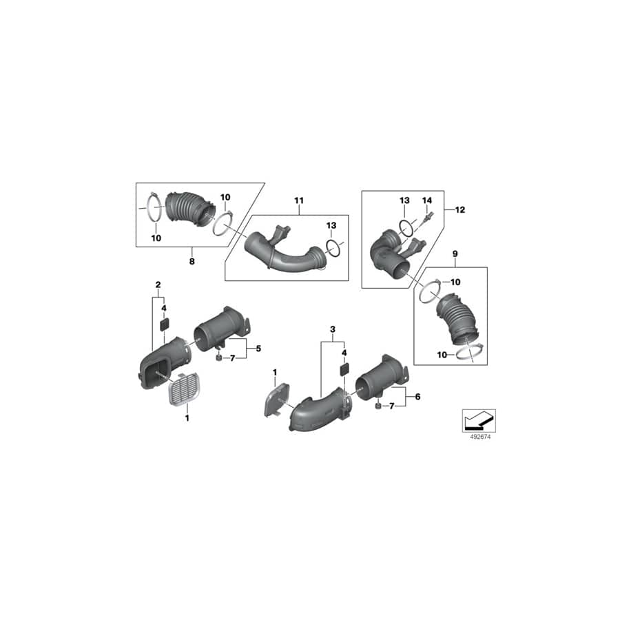 Genuine BMW 13717934472 G30 G11 G14 Intake Duct, Right ZYL. 1-4 (Inc. 750iX, ALPINA B7 & M550iX) | ML Performance UK Car Parts