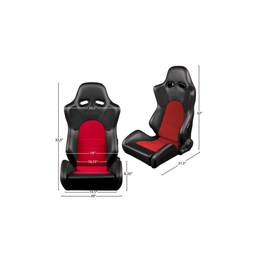 BRAUM Advan Series Racing Seats (Black & Red) – Pair
