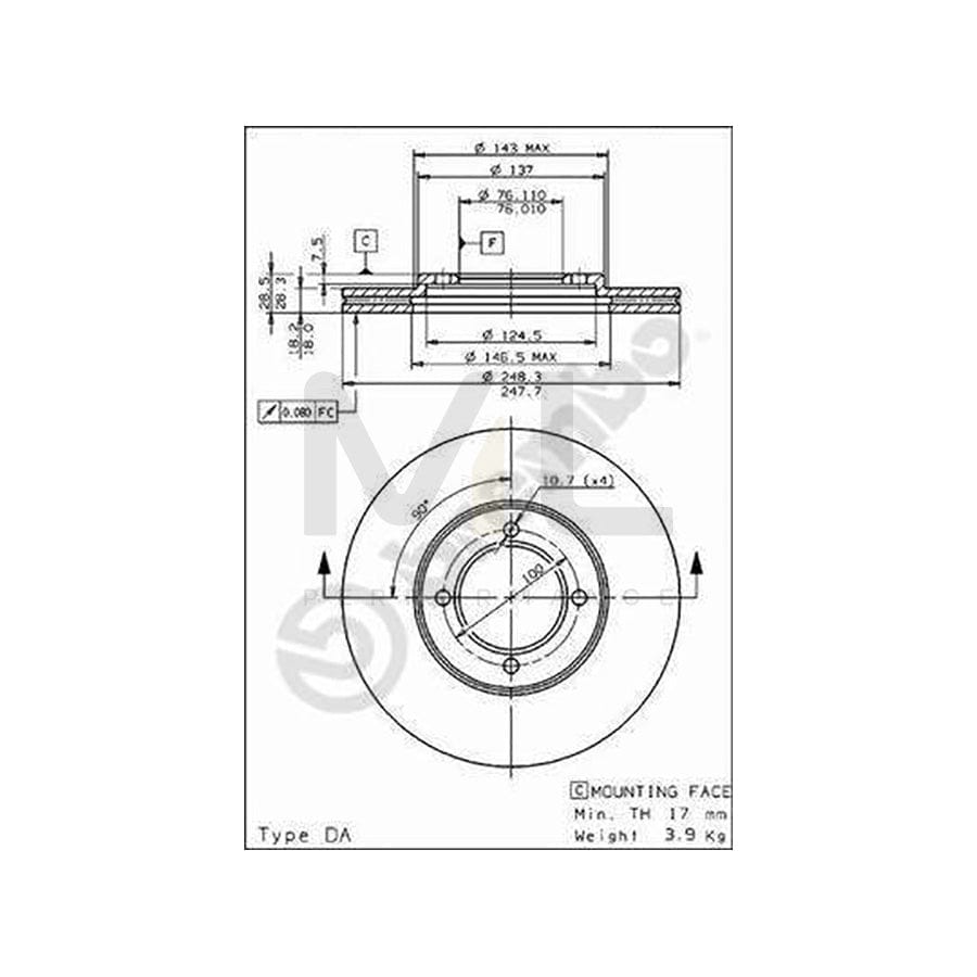 BREMBO 09.5615.10 Brake Disc for TOYOTA CRESSIDA Internally Vented | ML Performance Car Parts
