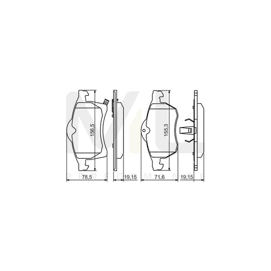 Bosch 0986494508 Brake Pad Set With Acoustic Wear Warning, With Anti-Squeak Plate, With Piston Clip BP1429 | ML Performance Car Parts