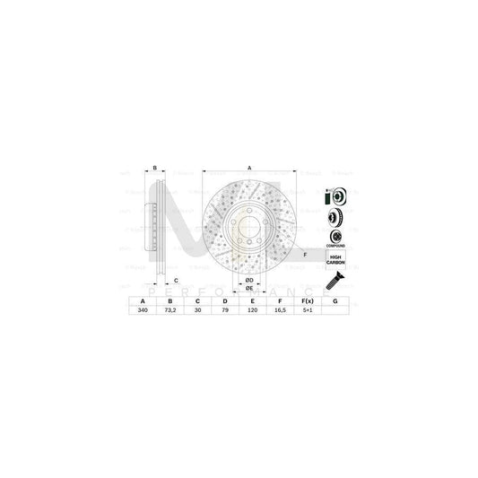 BOSCH 0 986 479 E12 Brake Disc Slotted / Perforated, Two-piece brake disc, Vented, Coated, High-carbon, with bolts/screws | ML Performance Car Parts