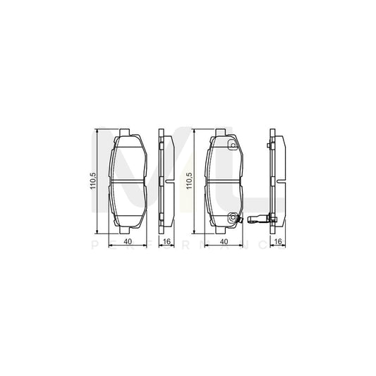 Bosch 0986495135 Brake Pad Set With Acoustic Wear Warning, With Mounting Manual BP1549 | ML Performance Car Parts