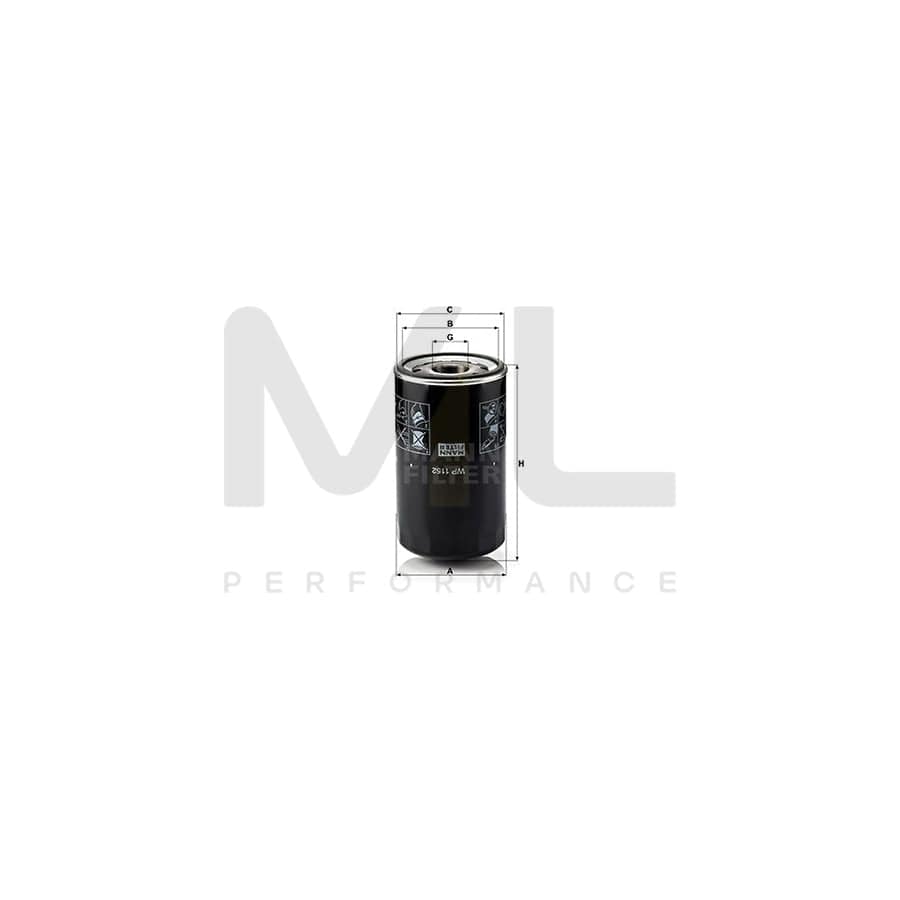 MANN-FILTER WP 1152 Oil Filter Spin-on Filter | ML Performance Car Parts