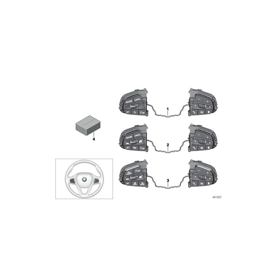 Genuine BMW 61319461239 G14 G06 G05 Switch, Multifunct. Steering Wheel (Inc. 840dX, X5 30dX & X6 30dX) | ML Performance UK