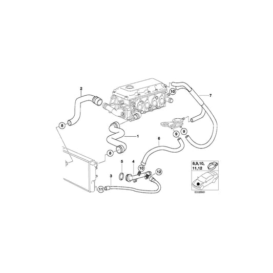 Genuine BMW 11531716644 E36 Water Hose (Inc. 316i 1.9 & Z3 1.9) | ML Performance UK Car Parts