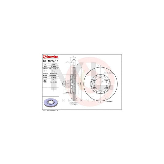BREMBO 09.A055.10 Brake Disc for NISSAN PATROL Internally Vented | ML Performance Car Parts