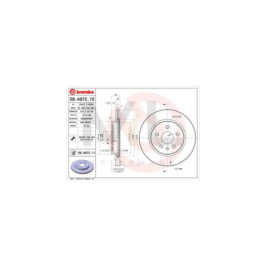 BREMBO 09.A972.10 Brake Disc Internally Vented, with bolts/screws | ML Performance Car Parts