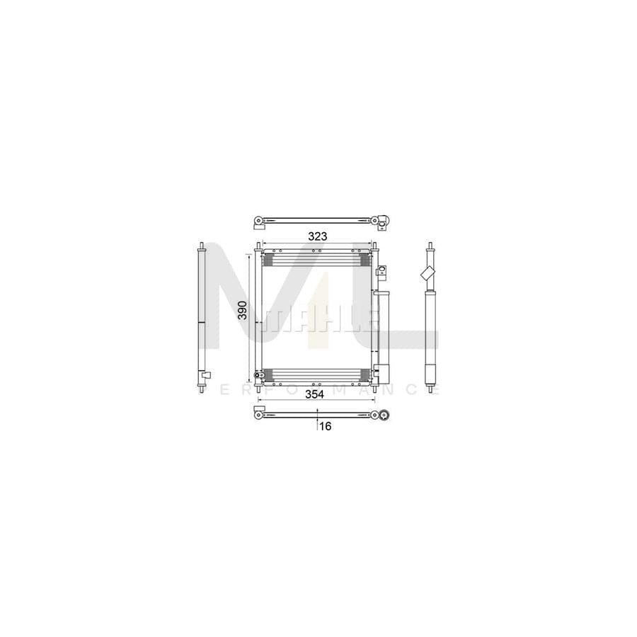 MAHLE ORIGINAL AC 387 000S Air conditioning condenser for HONDA Jazz Hatchback (GD, GE3, GE2) with dryer | ML Performance Car Parts