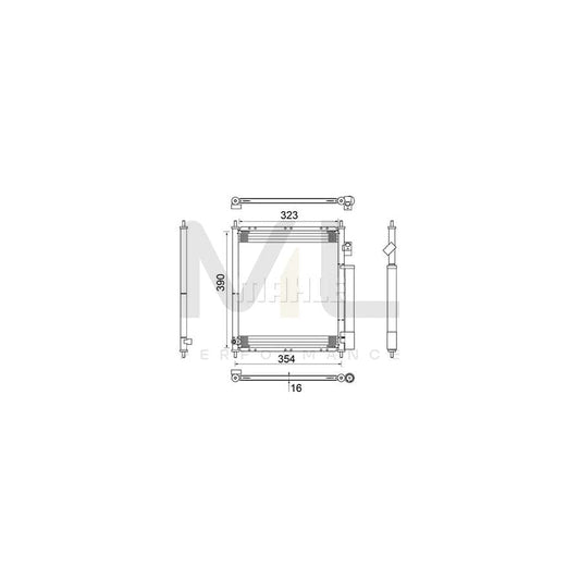 MAHLE ORIGINAL AC 387 000S Air conditioning condenser for HONDA Jazz Hatchback (GD, GE3, GE2) with dryer | ML Performance Car Parts