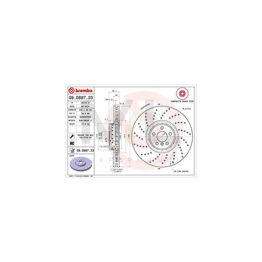 BREMBO 09.D897.23 Brake Disc Perforated / Vented, Coated, High-carbon, with bolts/screws | ML Performance Car Parts