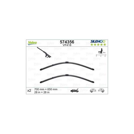 Valeo Silencio Flat Blade Set, Silencio X.Trm 574356 Wiper Blade For Renault Modus / Grand Modus (F, Jp) | ML Performance UK Car Parts