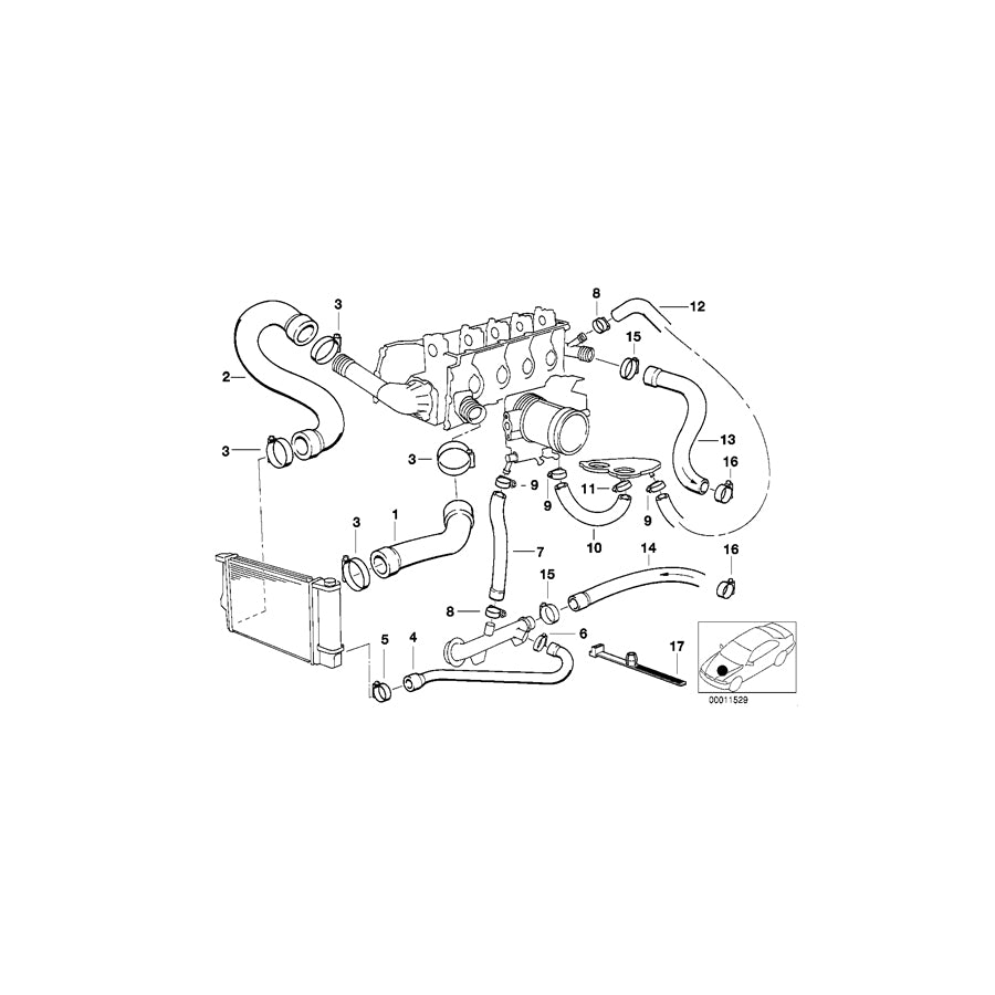 Genuine BMW 11531739560 E36 E34 Water Hose (Inc. 518i, 316i & 316i 1.6) | ML Performance UK Car Parts