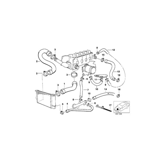 Genuine BMW 11531739559 E36 E34 Water Hose (Inc. 518i, 316i 1.6 & 318i) | ML Performance UK Car Parts