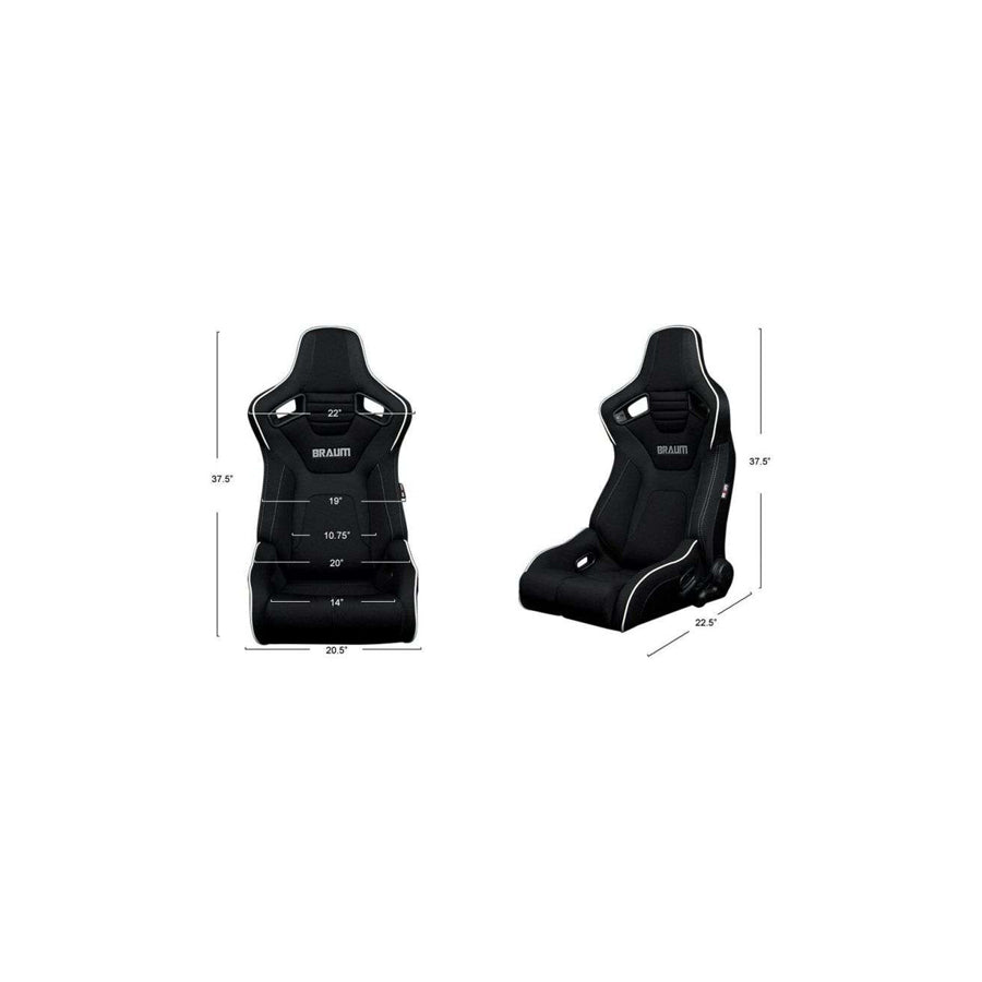 BRAUM Elite-R Series Sport Reclinable Seats (Black Cloth Black Trim) – Priced Per Pair | ML Performance UK Car Parts
