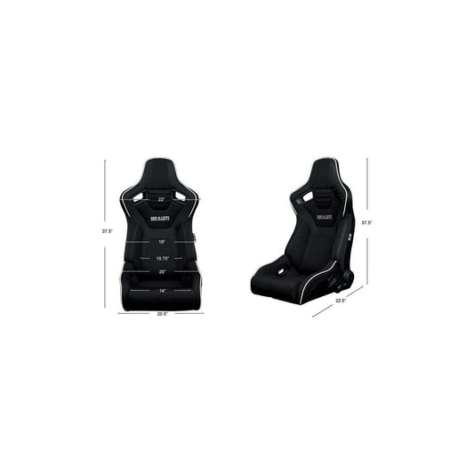 BRAUM Elite-R Series Sport Reclinable Seats (Black Cloth Black Trim) – Priced Per Pair | ML Performance UK Car Parts