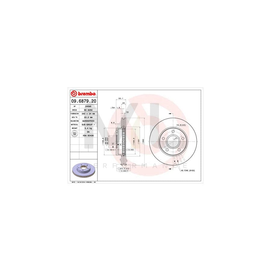 BREMBO 09.6879.20 Brake Disc for FORD SCORPIO Internally Vented | ML Performance Car Parts