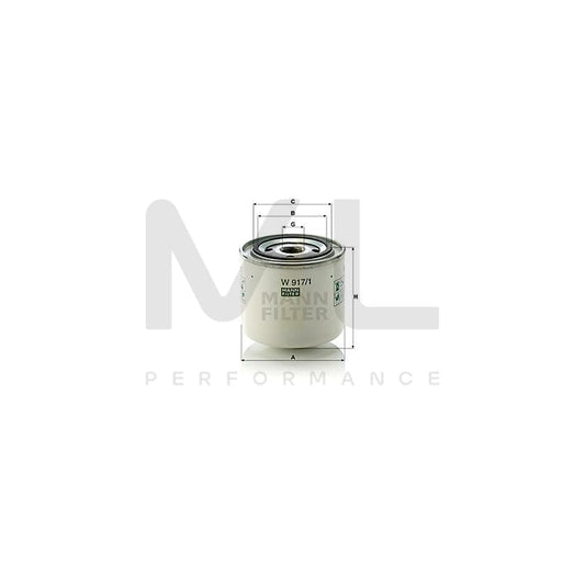 MANN-FILTER W 917/1 Oil Filter Spin-on Filter, with one anti-return valve | ML Performance Car Parts
