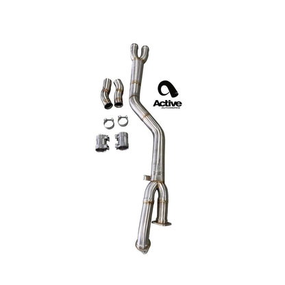 Active Autowerke BMW G80 G82 S58 Signature Single Mid-Pipe Exhaust with G-Brace - Resonated (M3 & M4) - ML Performance UK