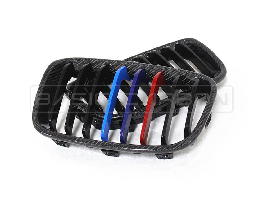 Basic Carbon BMW 1 Series F20 F21 Pre-LCI Carbon Fibre Kidney Grille (inc. 114d, 118i, 125i & M135i) - ML Performance UK