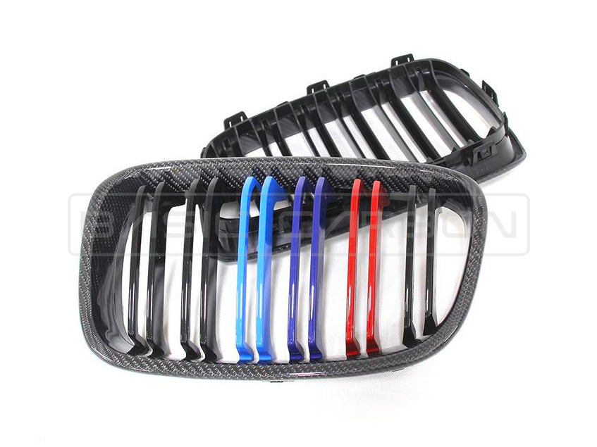 Basic Carbon BMW 1 Series F20 F21 Pre-LCI Carbon Fibre Kidney Grille (inc. 114d, 118i, 125i & M135i) - ML Performance UK