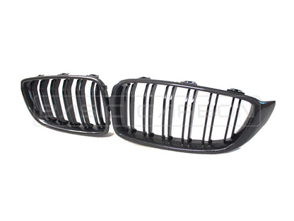 Basic Carbon BMW F30 F32 F80 F82 Gloss Carbon Fibre Kidney Grille (Inc. 340i, 440i, M3 & M4) - ML Performance UK