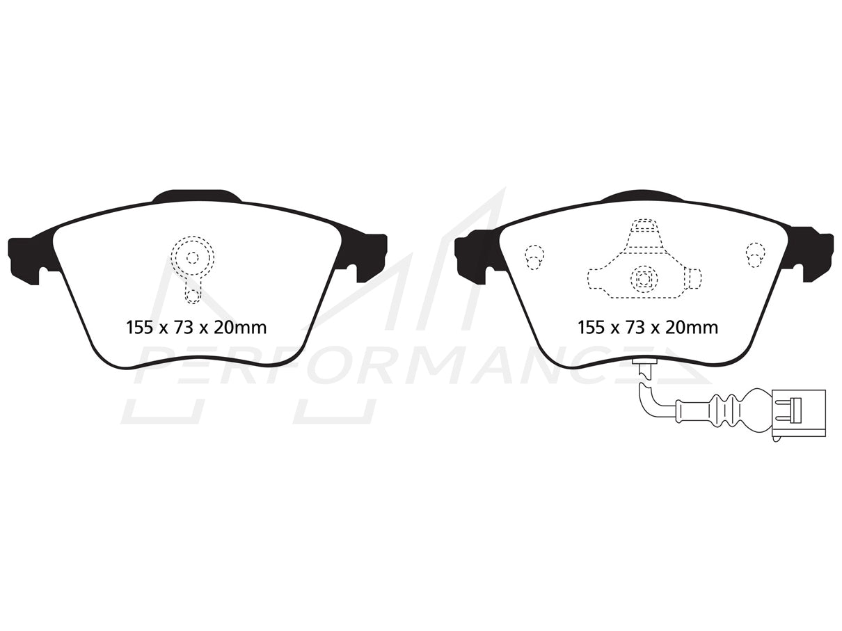 EBC Audi 8J Greenstuff 2000 Series Front Sport Brake Pads & Premium OE Replacement Plain Discs Kit - ATE Caliper (TT &TTS) | ML Performance UK