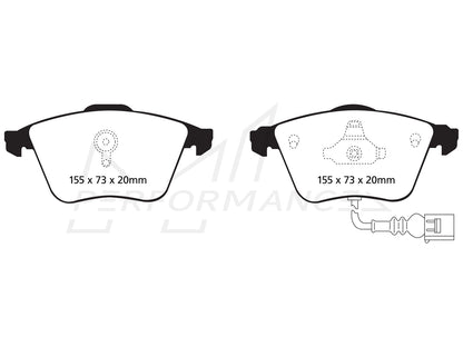 EBC Audi 8J Greenstuff 2000 Series Front Sport Brake Pads & Premium OE Replacement Plain Discs Kit - ATE Caliper (TT &TTS) | ML Performance UK