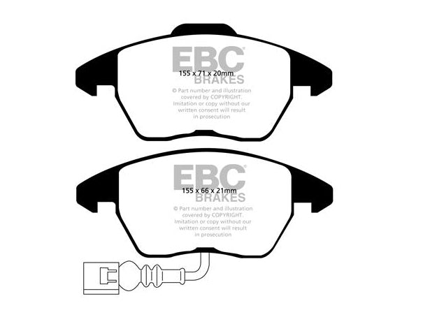 EBC Audi 8X Greenstuff 2000 Series Front Sport Brake Pads & Premium OE Replacement Plain Discs Kit - ATE Caliper (S1 & A1) | ML Performance UK