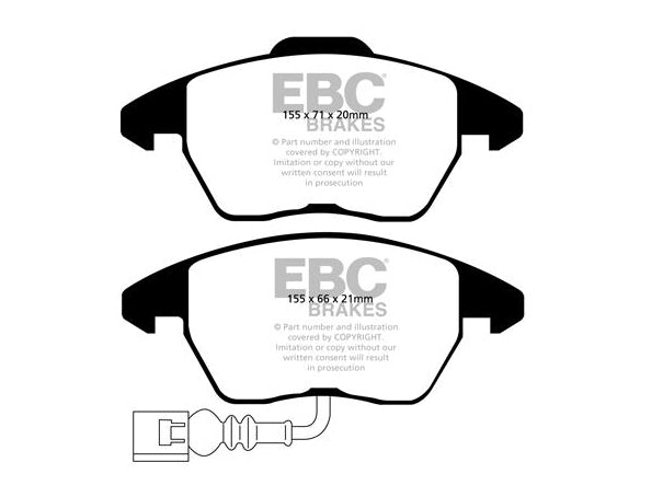 EBC Audi 8X Yellowstuff 4000 Series Front Sport Brake Pads & Premium OE Replacement Plain Discs Kit - ATE Caliper (S1 & A1) | ML Performance UK