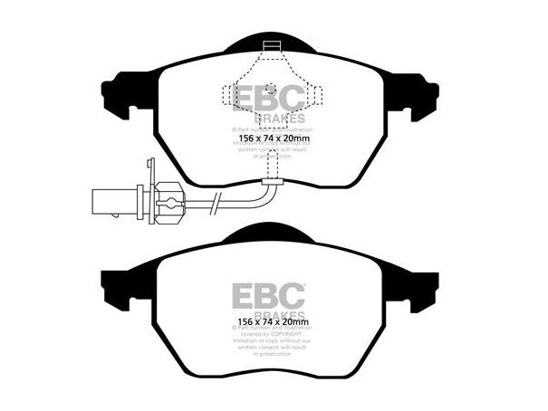 EBC Audi Seat Greenstuff 2000 Series Sport Brakes Pad And USR Slotted Discs Kit To Fit Front - ATE Caliper (B7 A4 & Exeo) | ML Performance UK