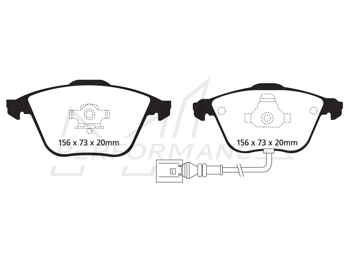EBC Audi Skoda Volkswagen Greenstuff 2000 Series Sport Front Brake Pads - ATE Caliper (Inc. 8P A3, 3T Superb, MK5 Golf & B6 Passat) - ML Performance UK