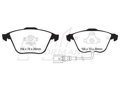 EBC Audi Skoda Volkswagen Greenstuff 2000 Series Sport Front Brake Pads - ATE Caliper (Inc. 8P A3, 3T Superb, MK5 Golf & B6 Passat) - ML Performance UK