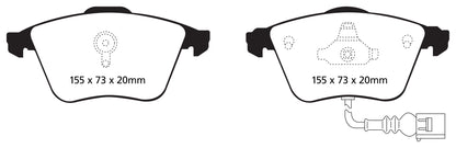 EBC Audi 8J Redstuff 3000 Series Front Sport Brake Pads & USR Slotted Discs Kit - ATE Caliper (TT &TTS) | ML Performance UK