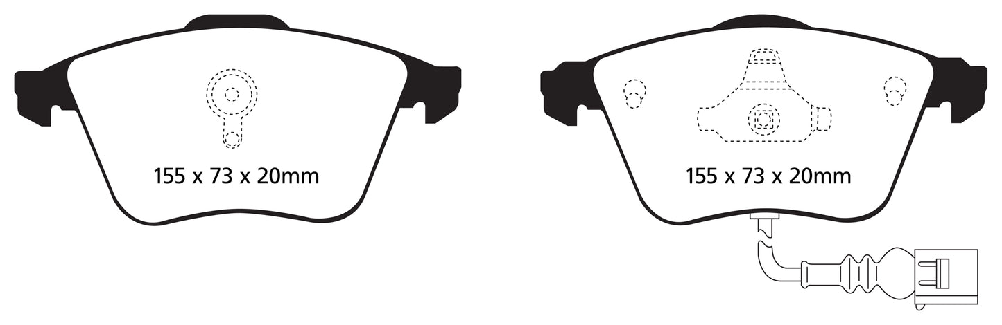 EBC Audi 8J Yellowstuff 4000 Series Front Sport Brake Pads & Premium OE Replacement Plain Discs Kit - ATE Caliper (TT & TTS) | ML Performance UK