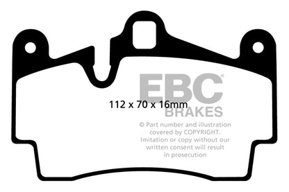 EBC PD13KR353 Audi Porsche Volkswagen Yellowstuff 4000 Series Rear Sport Brake Pads & Slotted And Dimpled Sport Discs Kit - Brembo Caliper (Inc. 4L Q7, E1 Cayenne, E1 Cayenne GTS  & Touareg)