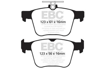 EBC Audi Seat Skoda Volkswagen Yellowstuff 4000 Series Rear Sport Brake Pads & USR Slotted Discs Kit - TRW Caliper (Inc. 8V S3, 5F Leon, 5E Octavia & MK7 Golf GTI) | ML Performance UK