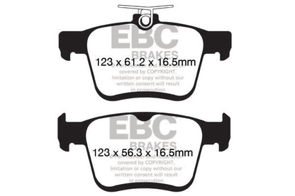 EBC Audi Seat Volkswagen Yellowstuff 4000 Series Rear Sport Brake Pads & BSD Series Sport Discs Kit - ATE Caliper (Inc. 8S TT, Touran, B8 Arteon & MK7 Golf GTI) | ML Performance UK