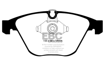 EBC BMW E60 E61 E63 E64 Yellowstuff 4000 Series Front Sport Brake Pads & Slotted And Dimpled Sport Discs Kit - ATE Caliper (Inc. 520i, 525i, 530i & 630i) | ML Performance UK