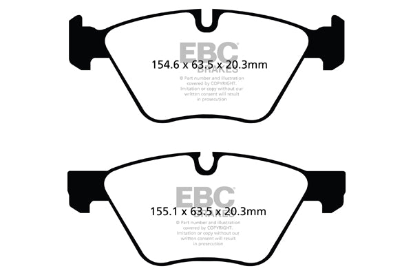 EBC BMW E60 E61 Yellowstuff 4000 Series Front Sport Brake Pads & Premium OE Replacement Plain Discs Kit - ATE Caliper (520i, 523i & 525i) | ML Performance UK