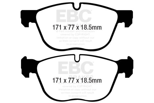 EBC BMW F15 F16 E70 E71 Greenstuff 6000 Series Truck And SUV Front Brake Pads - ATE Calliper (Inc. X5 30i, X5 35i, X6 35i & X6 30d) | ML Performance UK