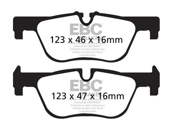 EBC BMW F20 F22 F30 F32 Greenstuff 2000 Series Rear Sport Brake Pads & USR Rear Slotted Discs Kit - ATE Caliper (Inc. 125i, 230i, 325i & 425i)