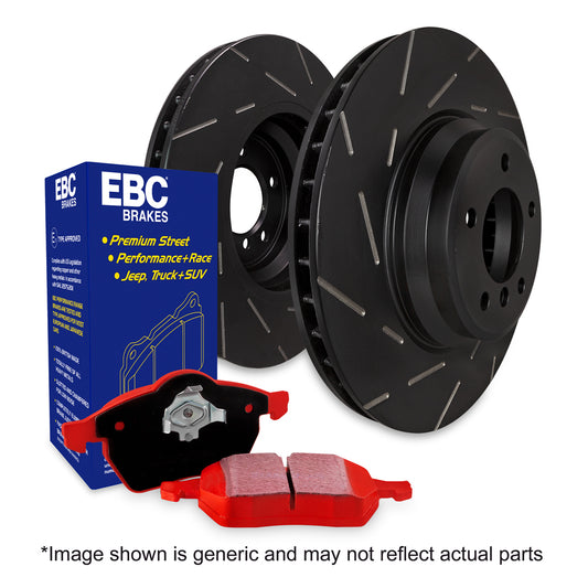 EBC Ford MK5 Mustang Redstuff 3000 Series Rear Sport Brake Pads & USR Slotted Discs Kit - Brembo Caliper