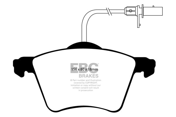 EBC Ford Seat Volkswagen Greenstuff 2000 Series Sport Front Brake Pads - ATE Caliper (Inc. MK1 Galaxy, 7M Alhambra, 7M Sharan & Commercial Transporter Kombi) | ML Performance UK